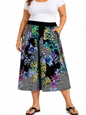 STITCH BTWEEN | Women's Multi-Pattern Wide-Leg Palazzo Pants Size 14